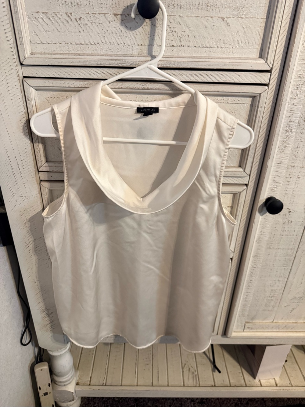 Ann Taylor Sleeveless Cowl Neck Blouse - Ivory